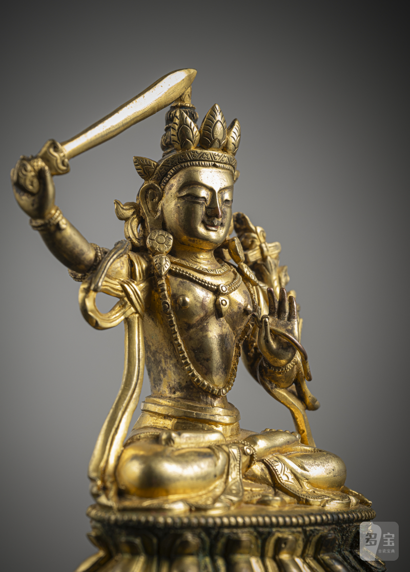A GILT-BRONZE FIGURE OF MANJUSHRI - 图5